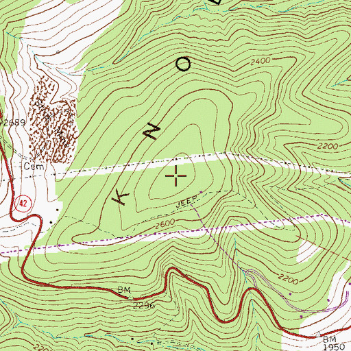Topographic Map of Fore Knobs, WV