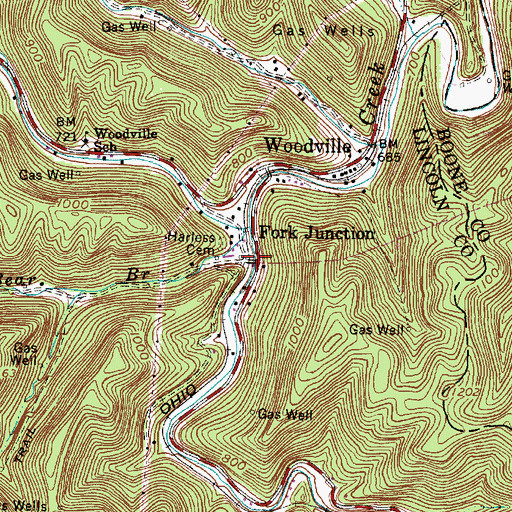 Topographic Map of Fork Junction, WV