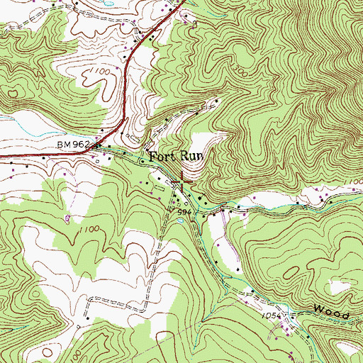 Topographic Map of Fort Run, WV