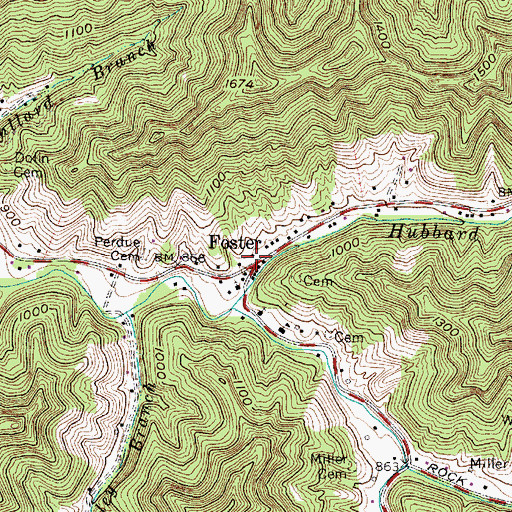 Topographic Map of Foster, WV