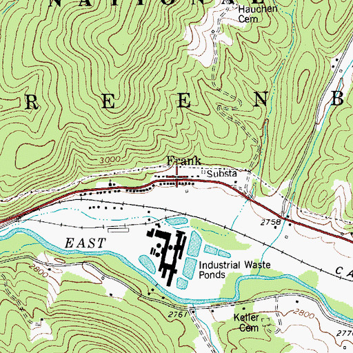 Topographic Map of Frank, WV