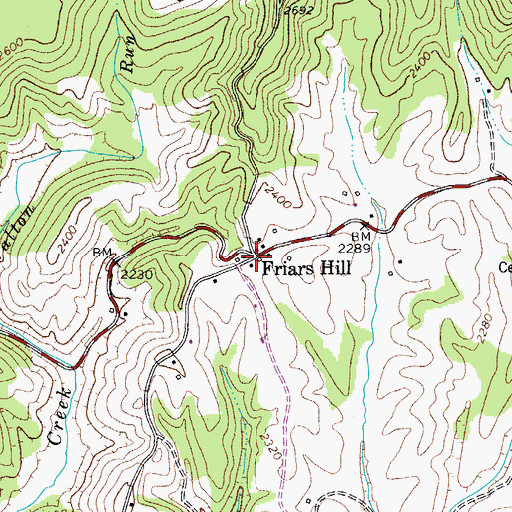 Topographic Map of Friars Hill, WV
