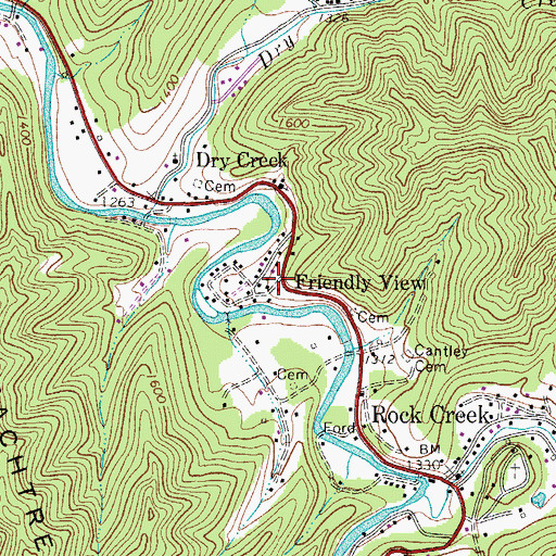 Topographic Map of Friendly View, WV
