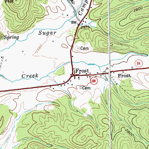 Topographic Map of Frost, WV