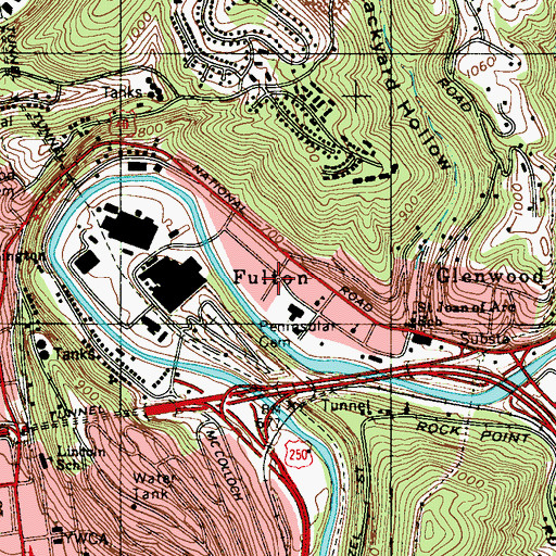 Topographic Map of Fulton, WV