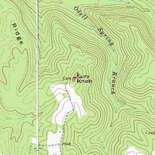 Topographic Map of Fury Knob, WV