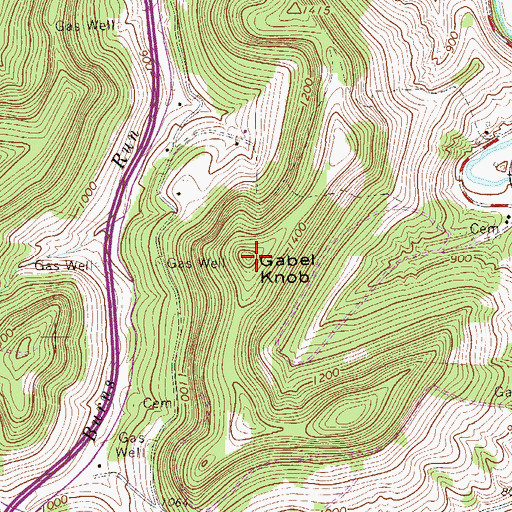 Topographic Map of Gabel Knob, WV