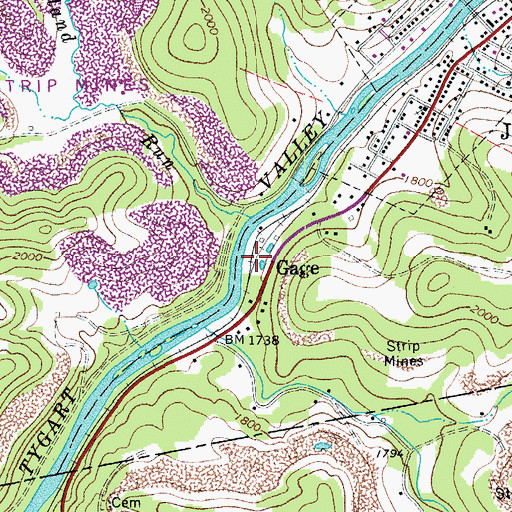 Topographic Map of Gage, WV