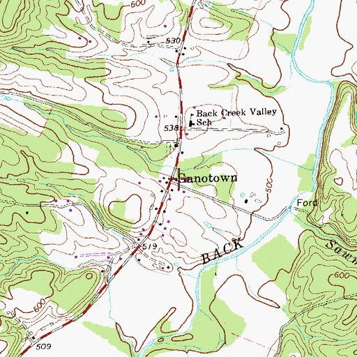 Topographic Map of Ganotown, WV