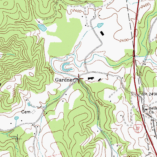 Topographic Map of Gardner, WV
