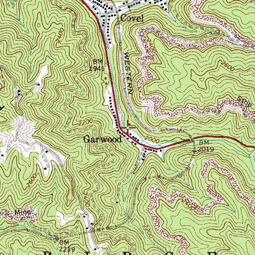Topographic Map of Garwood, WV
