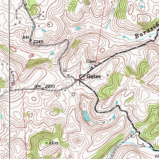 Topographic Map of Gates, WV