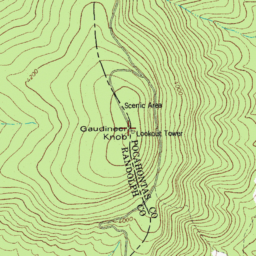 Topographic Map of Gaudineer Knob, WV
