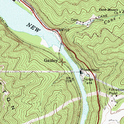 Topographic Map of Gauley, WV