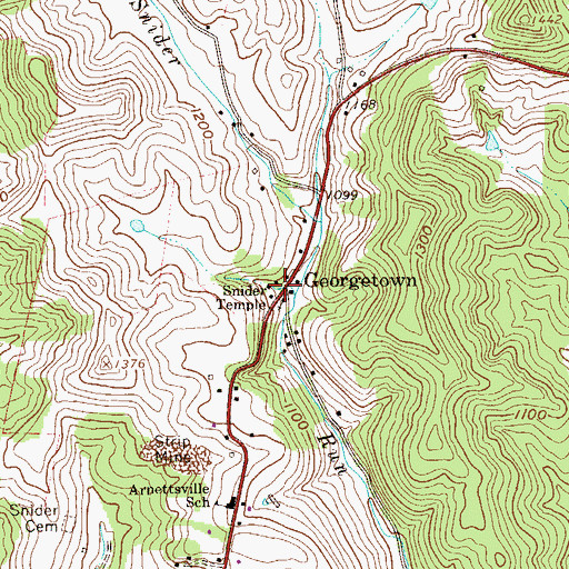 Topographic Map of Georgetown, WV