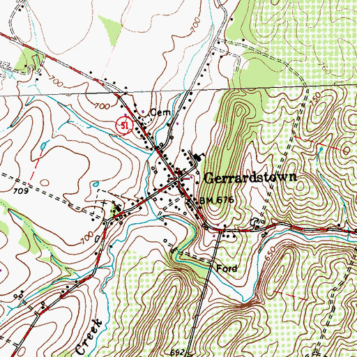 Topographic Map of Gerrardstown, WV