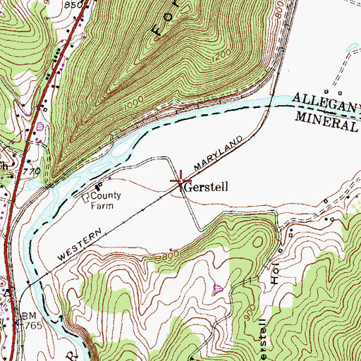 Topographic Map of Gerstell, WV