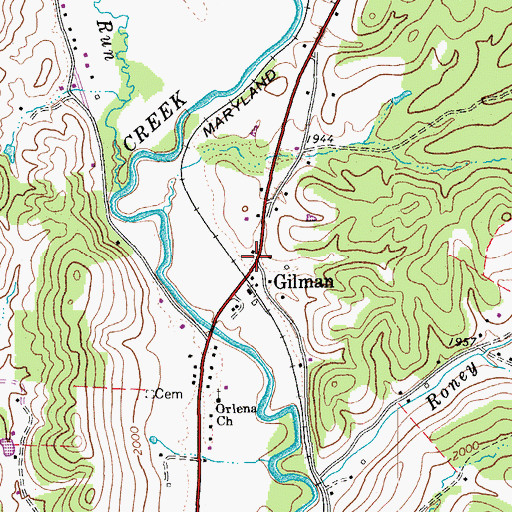 Topographic Map of Gilman, WV