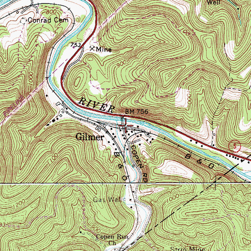 Topographic Map of Gilmer, WV