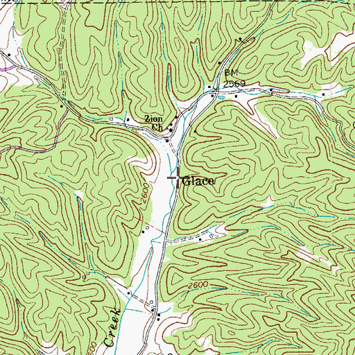 Topographic Map of Glace, WV