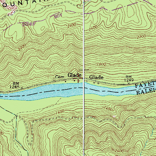 Topographic Map of Glade, WV