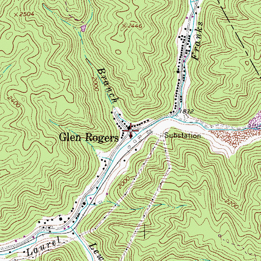 Topographic Map of Glen Rogers, WV