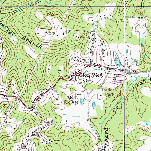 Topographic Map of Glen View, WV