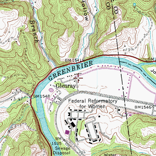 Topographic Map of Glenray, WV
