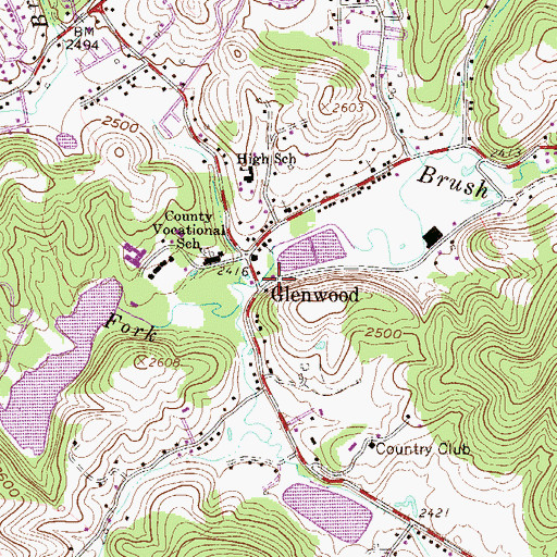 Topographic Map of Glenwood, WV