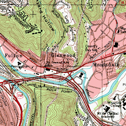 Topographic Map of Glenwood, WV