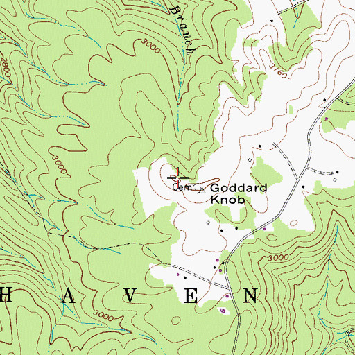 Topographic Map of Goddard Knob, WV