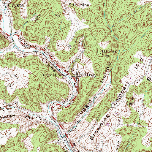 Topographic Map of Godfrey, WV