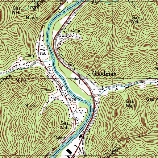 Topographic Map of Goodman, WV
