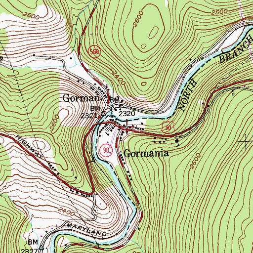 Topographic Map of Gormania, WV