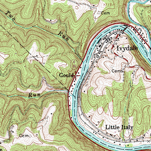 Topographic Map of Gould, WV