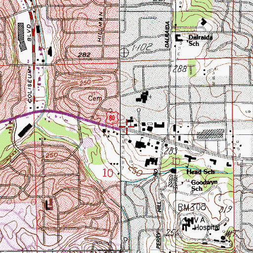 Topographic Map of Dalraida United Methodist Church, AL