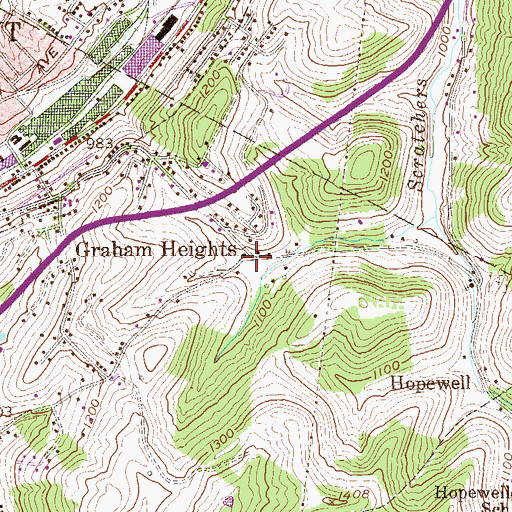 Topographic Map of Graham Heights, WV