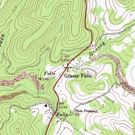 Topographic Map of Grassy Falls, WV