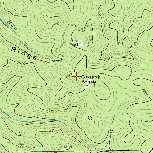 Topographic Map of Grassy Knob, WV
