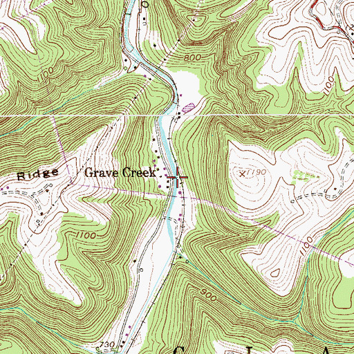 Topographic Map of Grave Creek, WV