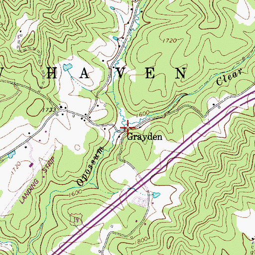 Topographic Map of Grayden, WV