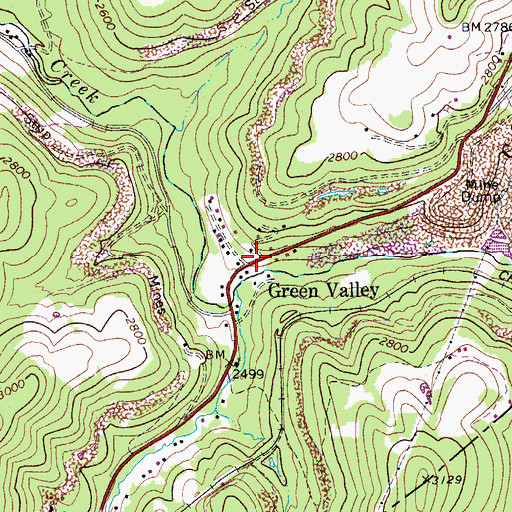 Topographic Map of Green Valley, WV