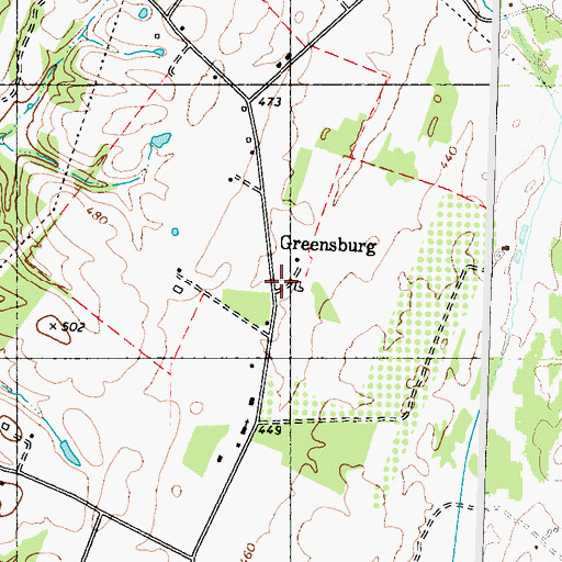 Topographic Map of Greensburg, WV
