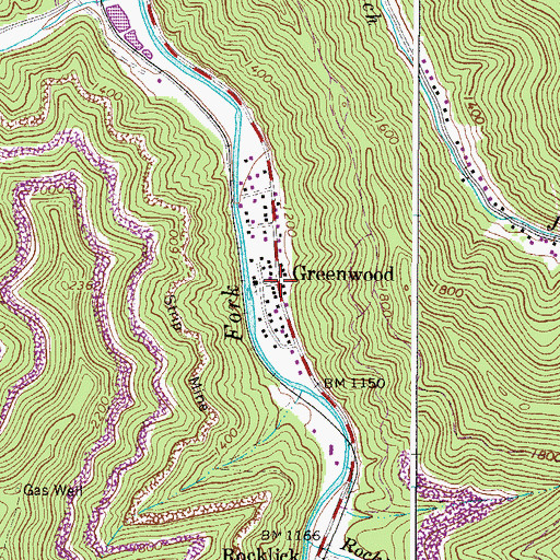 Topographic Map of Greenwood, WV