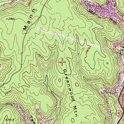 Topographic Map of Greenwood Mountain, WV