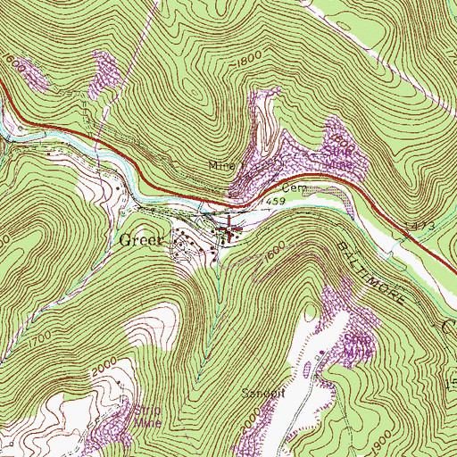 Topographic Map of Greer, WV
