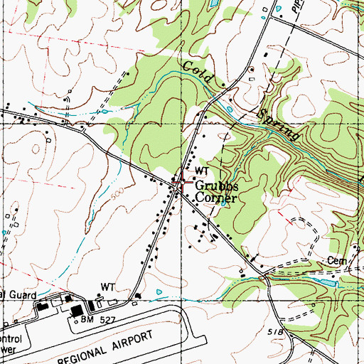 Topographic Map of Grubbs Corner, WV