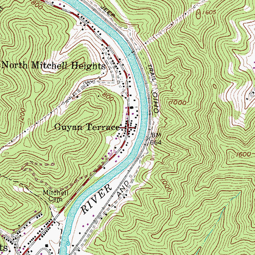Topographic Map of Guyan Terrace, WV