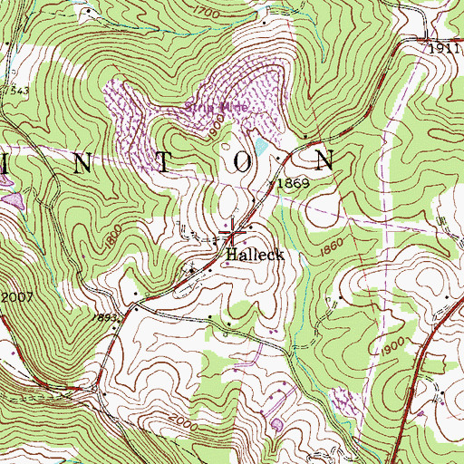 Topographic Map of Halleck, WV