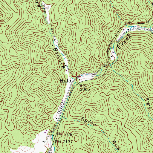 Topographic Map of Halo, WV
